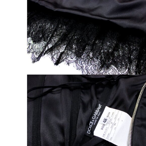 DOLCE & GABBANA Black Stretch Silk Corset Cocktail Dress - Picture 11 of 12